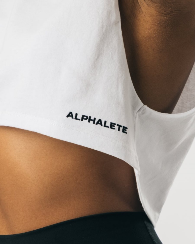 Debardeur Alphalete Heavy Coton Cropped Cutoff Blanche Femme | DRH-89126832