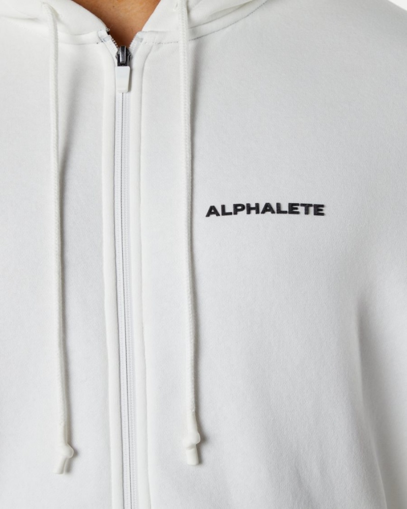 Vestes Alphalete Classiche Full-Zip Jacket Blanche Homme | SGM-77048160