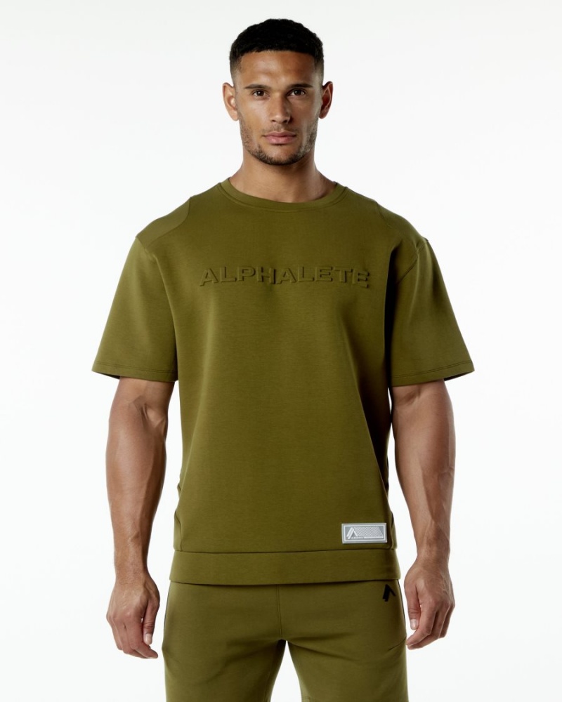 Vestes Alphalete ELMTS Half Sleeve Pullover Moss Homme | KIP-93502307