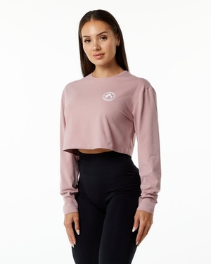 Manches Longues Alphalete Dynasty LS Crop Mauve Femme | CHU-11135405