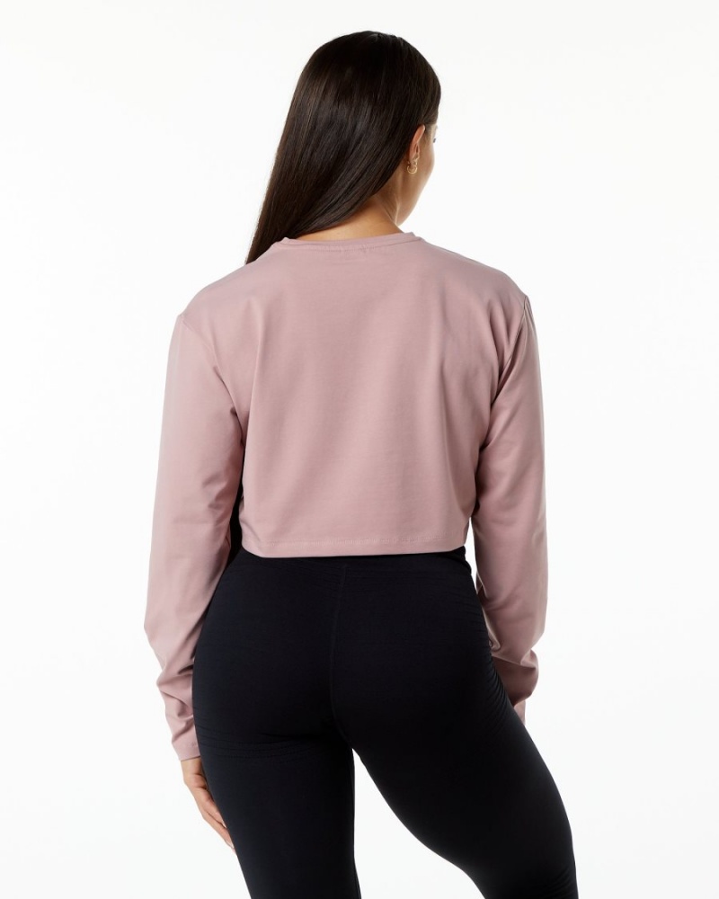 Manches Longues Alphalete Dynasty LS Crop Mauve Femme | CHU-11135405