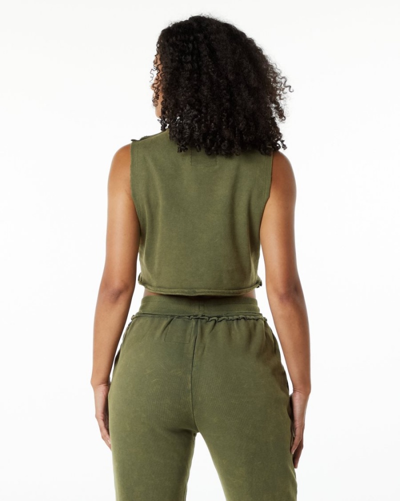 Debardeur Alphalete Very Terry Crop Cutoff Vert Femme | JXN-68987630