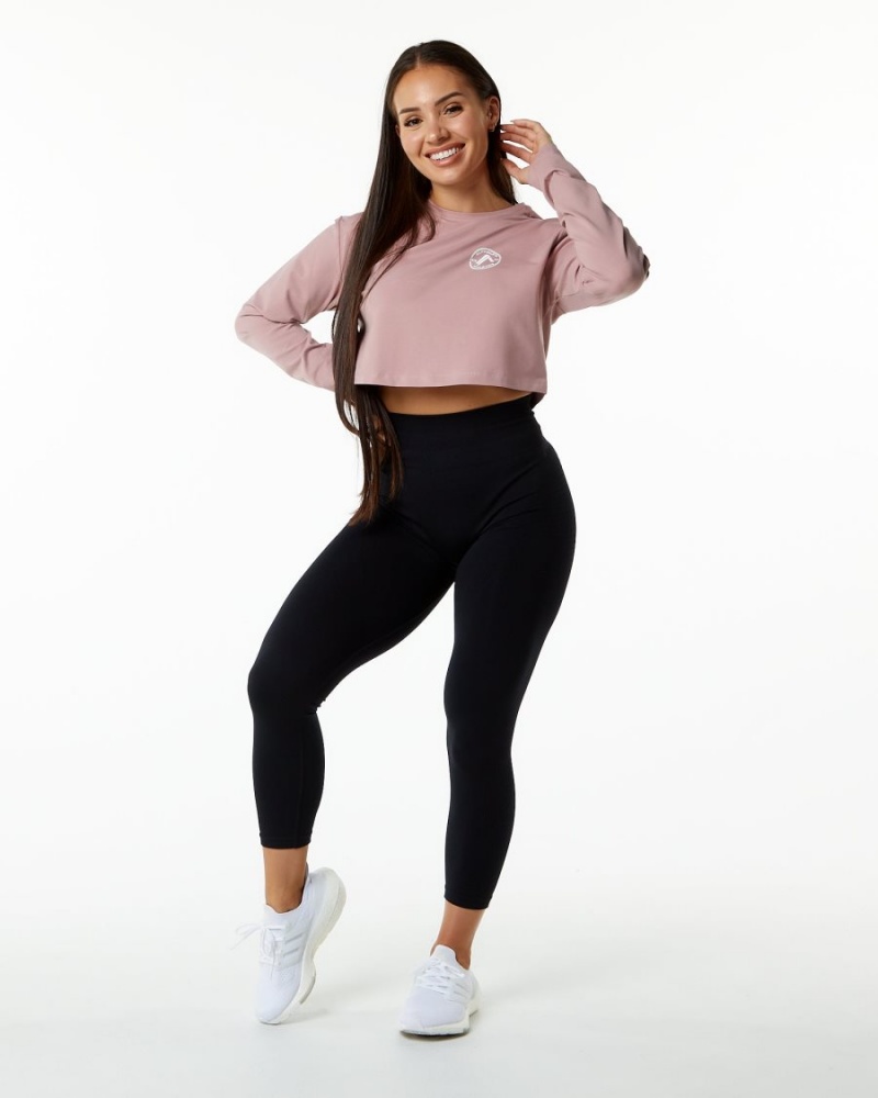 Manches Longues Alphalete Dynasty LS Crop Mauve Femme | CHU-11135405