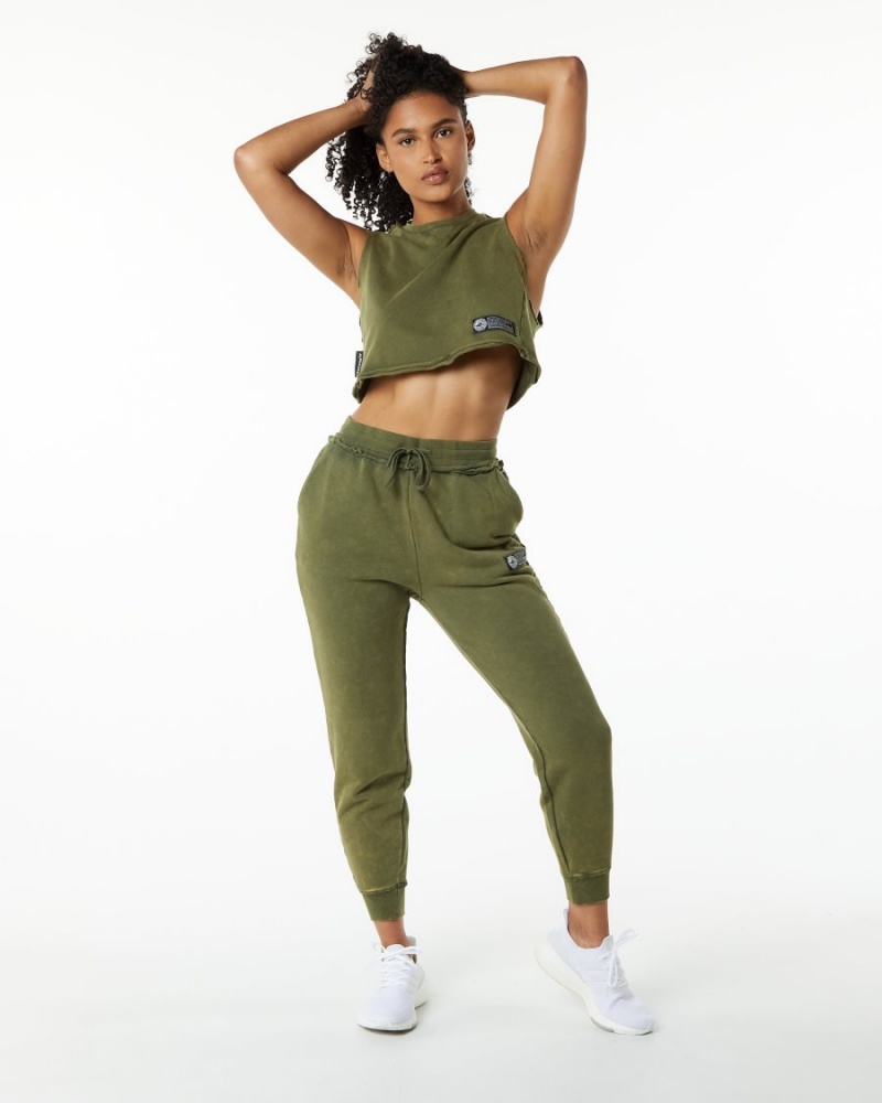 Debardeur Alphalete Very Terry Crop Cutoff Vert Femme | JXN-68987630