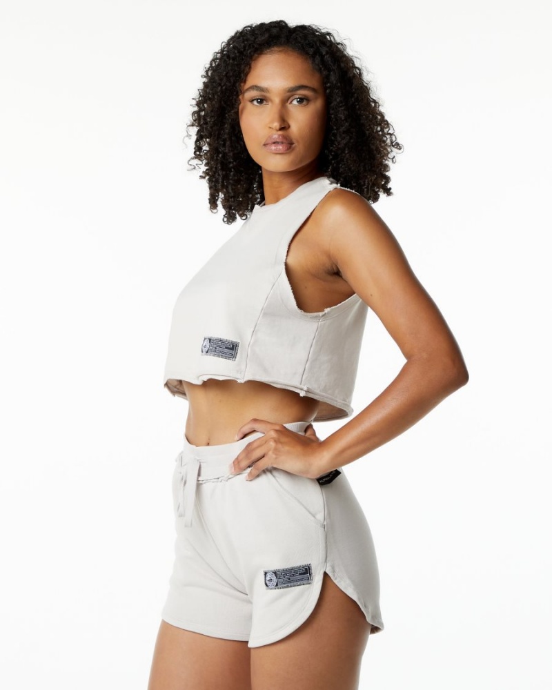 Debardeur Alphalete Very Terry Crop Cutoff Moonstone Femme | DGI-61119119