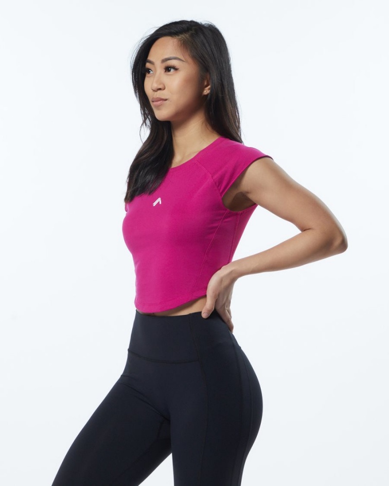 Chemises Alphalete Velocity Crop Tee Rose Femme | DGV-16726583