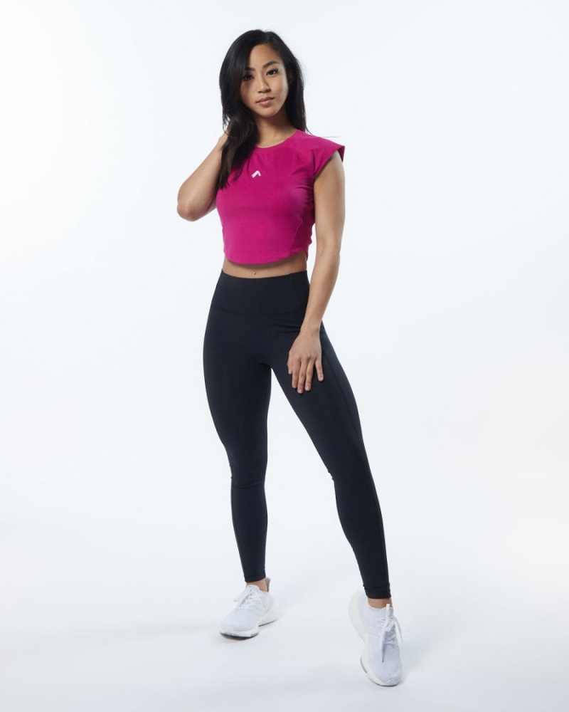 Chemises Alphalete Velocity Crop Tee Rose Femme | DGV-16726583