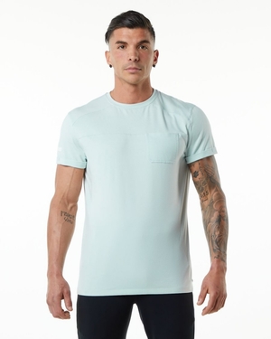 Chemises Alphalete Evo Pocket Tee Bleu Homme | SGY-24282446