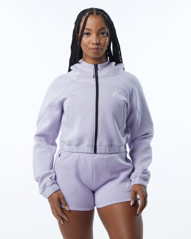 Vestes Alphalete ELMTS Full-Zip Crop Jacket Lilac Femme | GDR-63752039