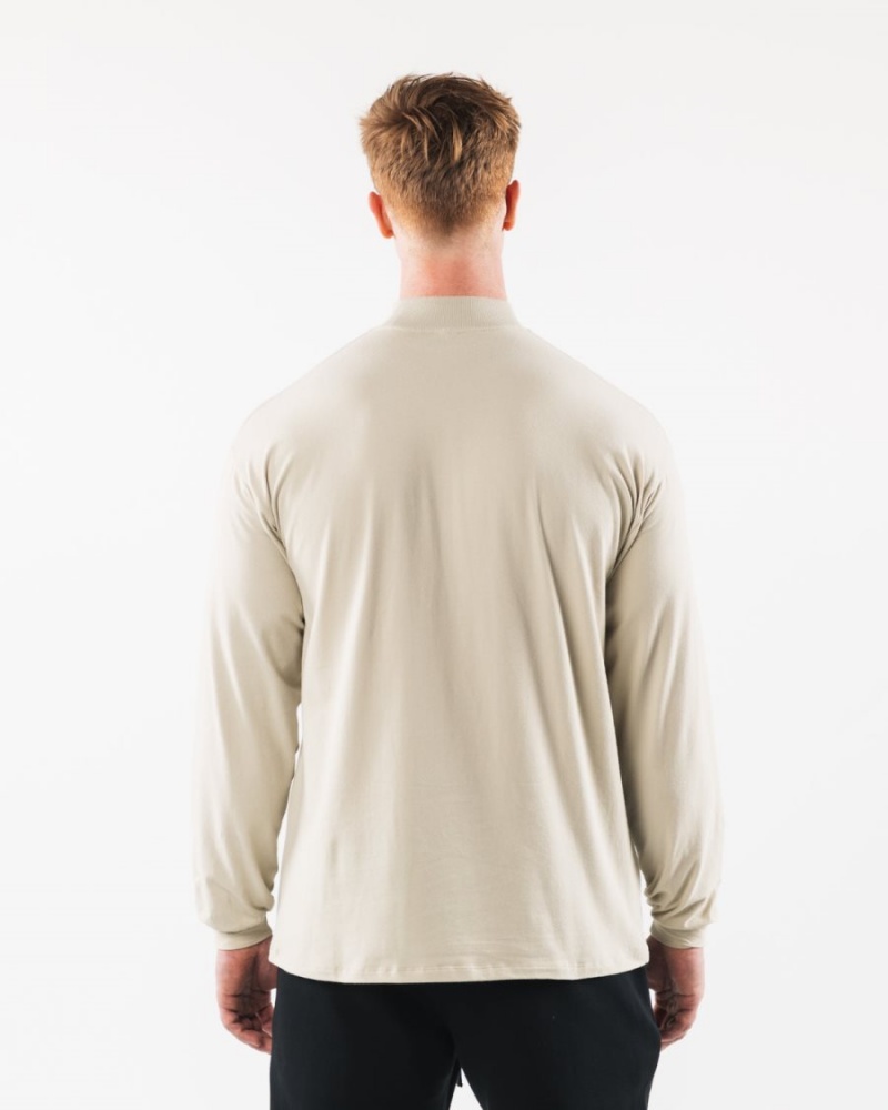 Chemises Alphalete Brushed Core Mock Neck LS Sea Shell Homme | EXR-96517368