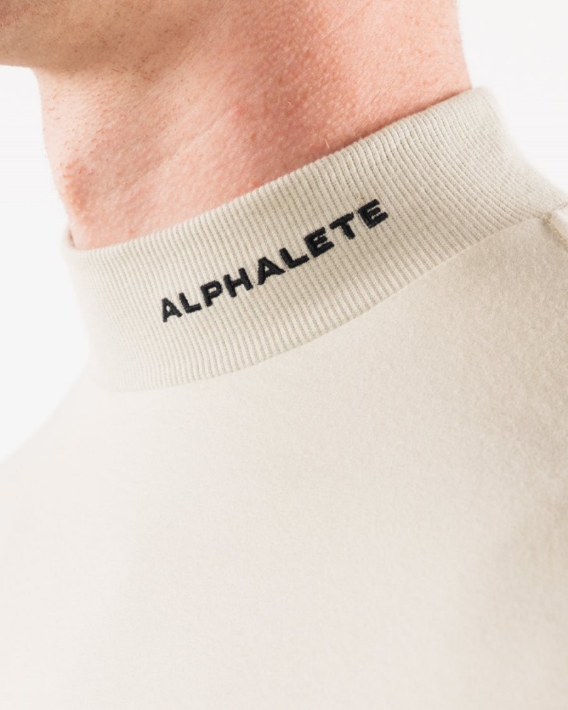 Chemises Alphalete Brushed Core Mock Neck LS Sea Shell Homme | EXR-96517368