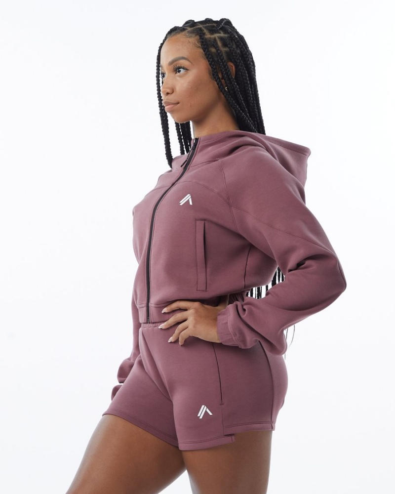 Vestes Alphalete ELMTS Full-Zip Crop Jacket Mauve Femme | QTT-26793932