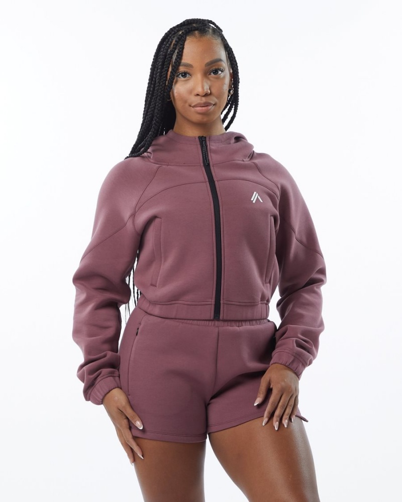 Vestes Alphalete ELMTS Full-Zip Crop Jacket Mauve Femme | QTT-26793932