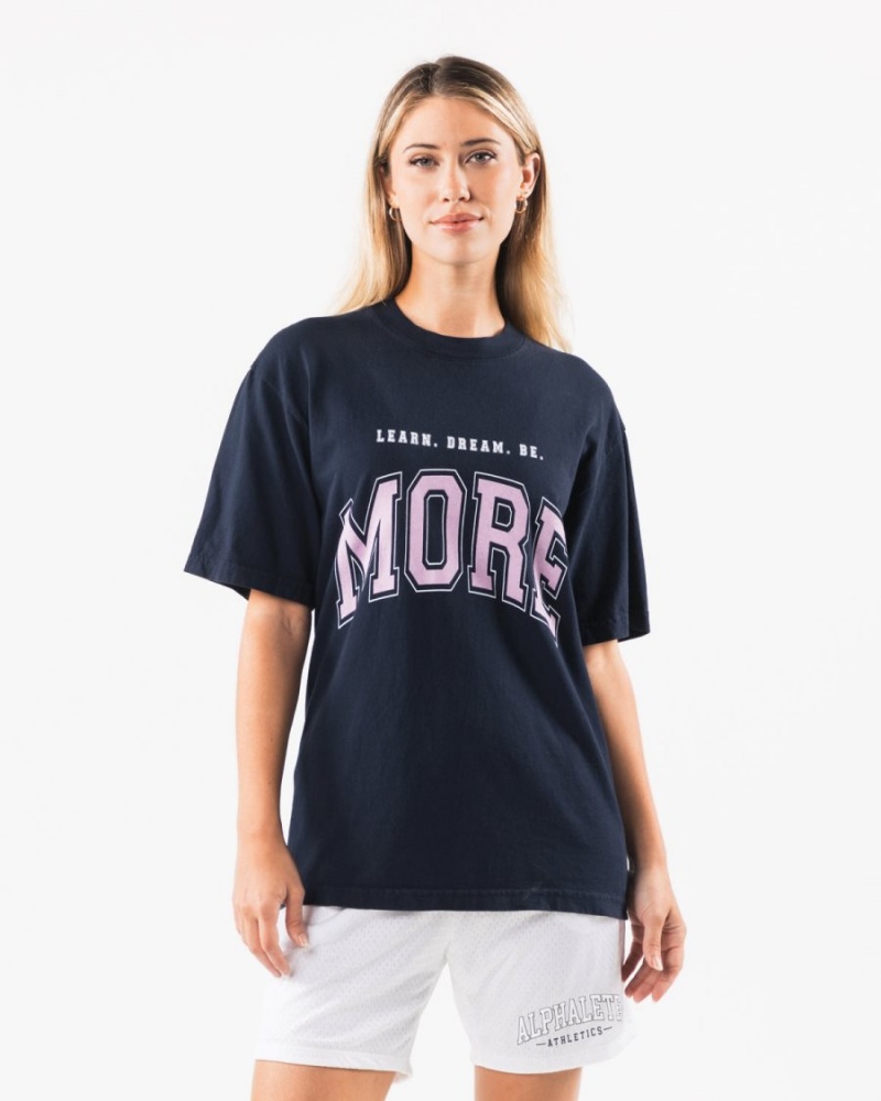 Chemises Alphalete LDB More Tee Bleu Marine Rose Femme | BOK-93238319