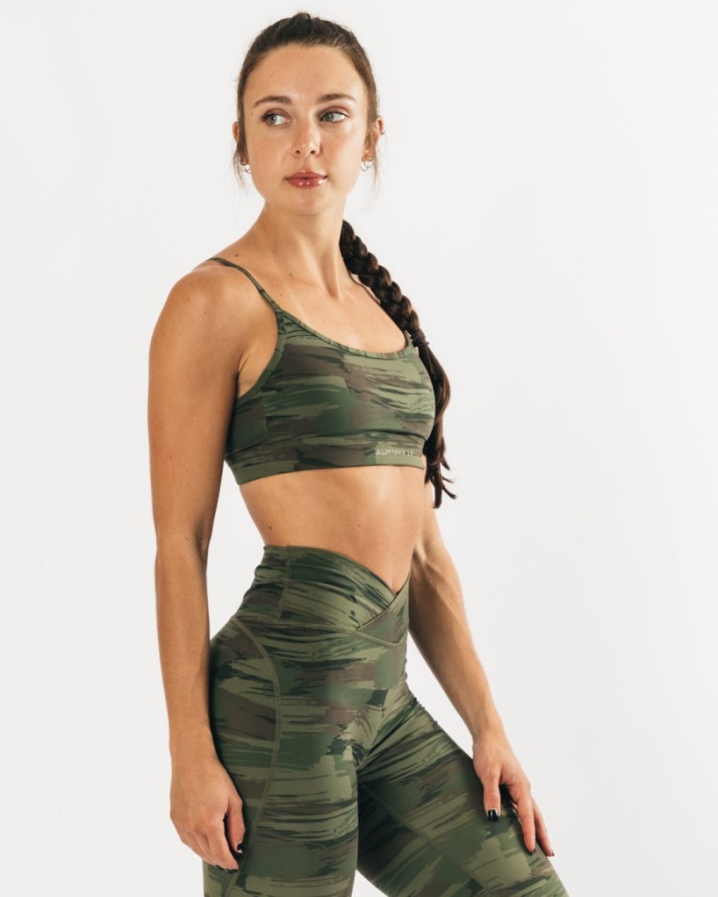 Soutien Gorge Sport Alphalete Surface Limitless Bra Vert Olive Camouflage Femme | CND-55587258