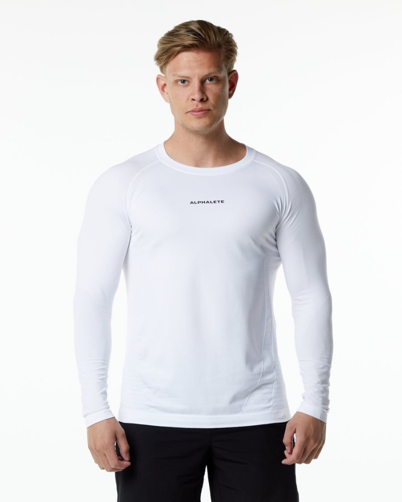 Chemises Alphalete Ozone LS Tee Blanche Homme | UUA-61349694