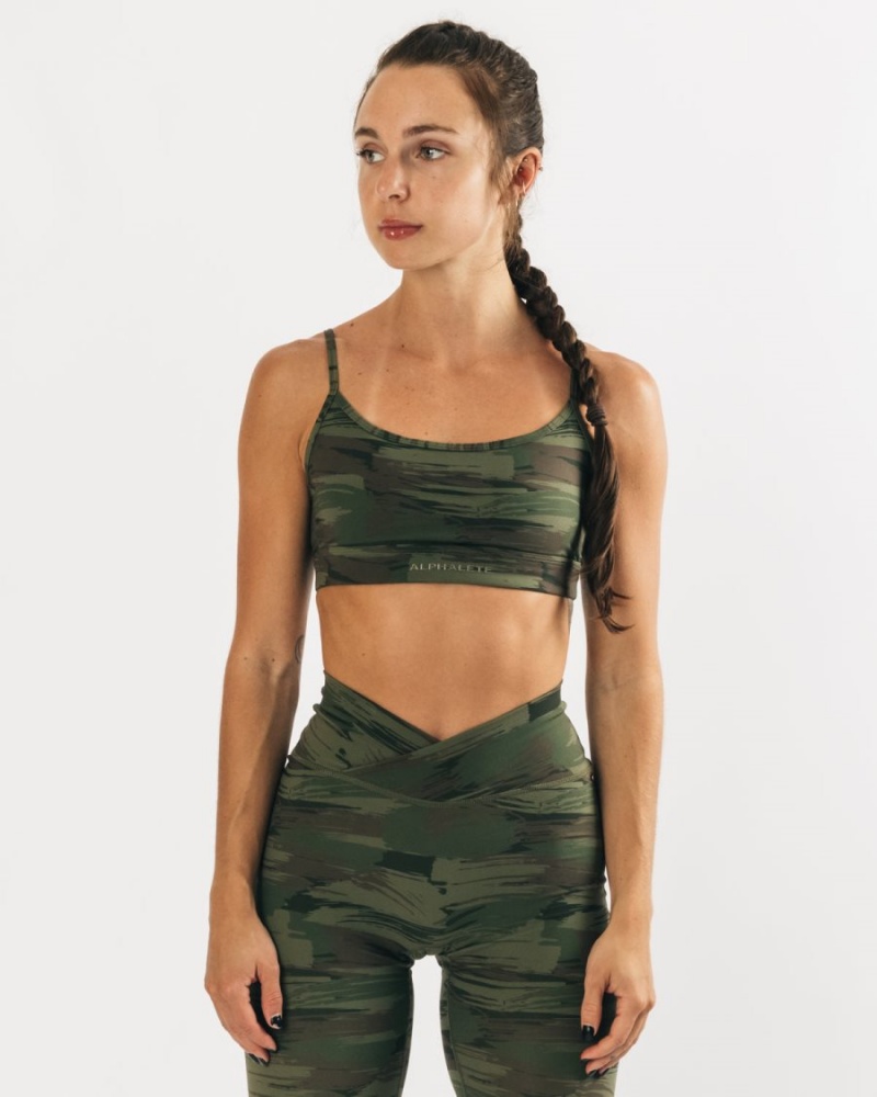 Soutien Gorge Sport Alphalete Surface Limitless Bra Vert Olive Camouflage Femme | CND-55587258