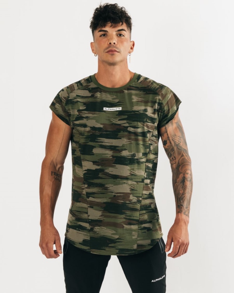 Stringers Alphalete Velocity Sans Manches Tee Vert Olive Camouflage Homme | GLW-39887687