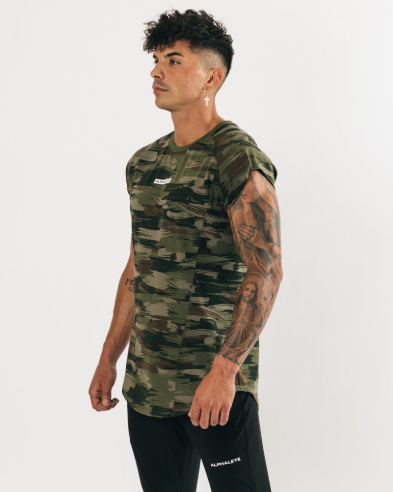 Stringers Alphalete Velocity Sans Manches Tee Vert Olive Camouflage Homme | GLW-39887687