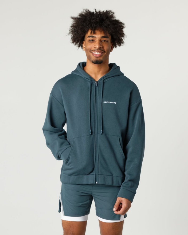 Vestes Alphalete Classiche Full-Zip Jacket Ocean Homme | QAS-69326083