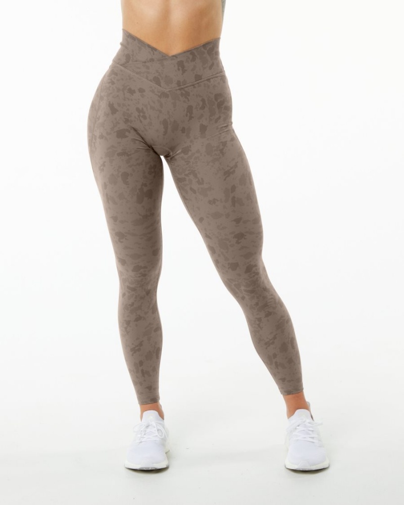 Leggings Alphalete Surface Power Legging Pebble Print Mocha Femme | EON-59048413