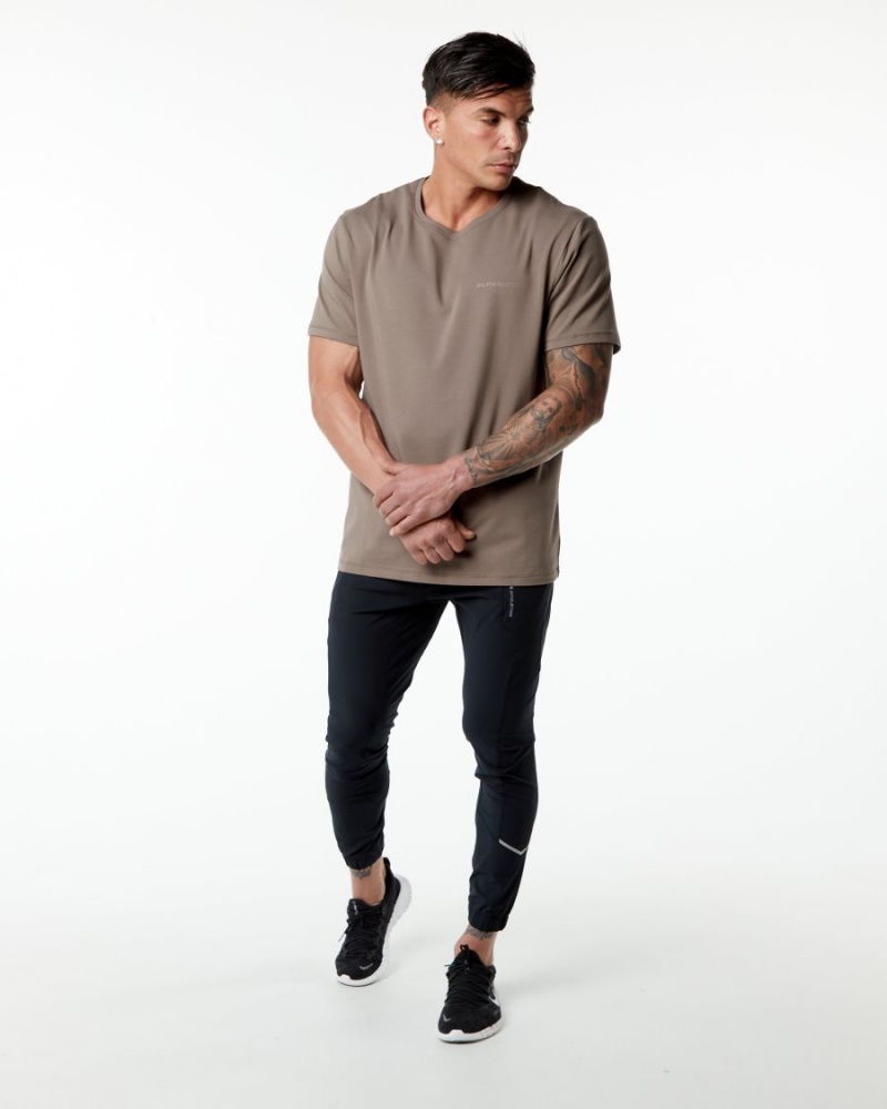 Chemises Alphalete Classiche Tee Mocha Homme | KJG-21292446