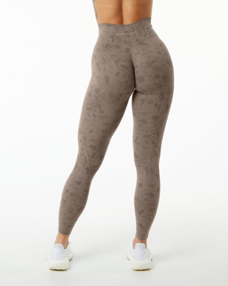 Leggings Alphalete Surface Power Legging Pebble Print Mocha Femme | EON-59048413