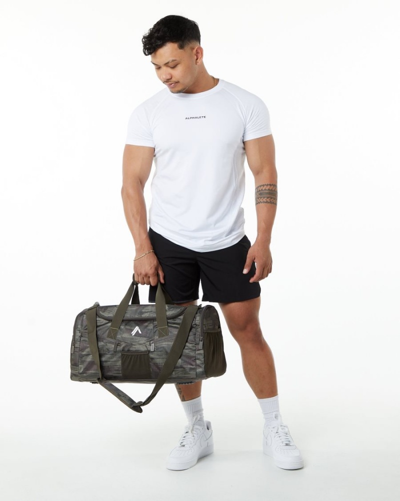 Accessoires Alphalete Essential Duffel Bag Vert Olive Camouflage Femme | FCS-44293495