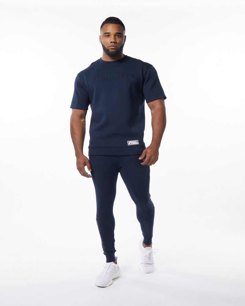 Pantalon Jogging Alphalete ELMTS Cuffed Jogger Bleu Marine Homme | SCI-48295176