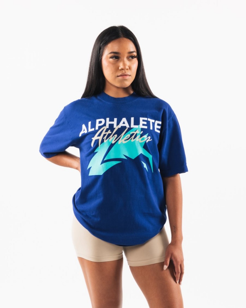 Chemises Alphalete AA Beach Tee Bleu Royal Bleu Homme | VRL-92052453