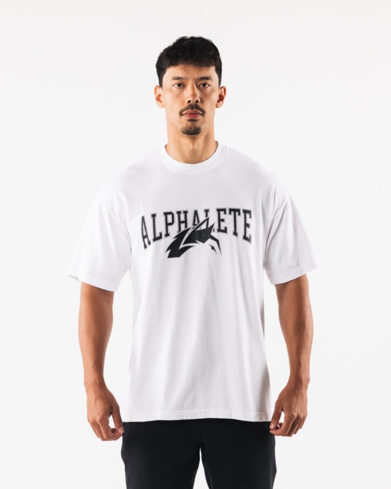 Chemises Alphalete Wolf Head Tee Blanche Noir Homme | FPB-56492202