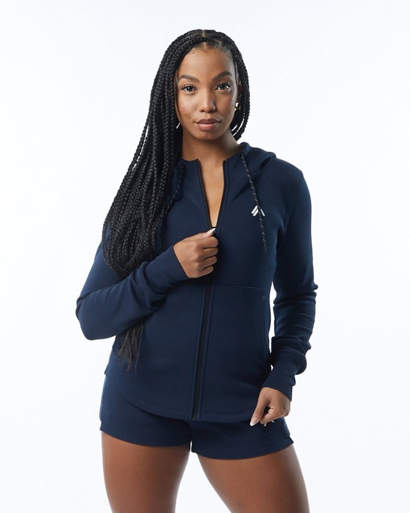 Vestes Alphalete ELMTS Athlétiques Jacket Bleu Marine Femme | XJM-02651188