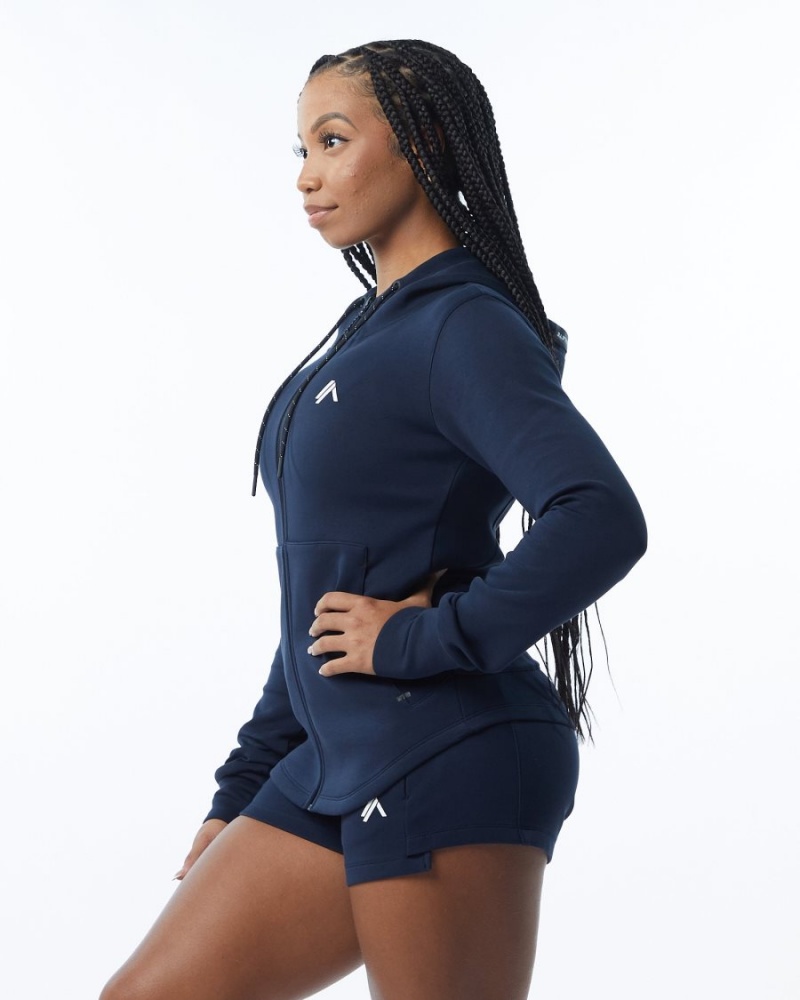 Vestes Alphalete ELMTS Athlétiques Jacket Bleu Marine Femme | XJM-02651188