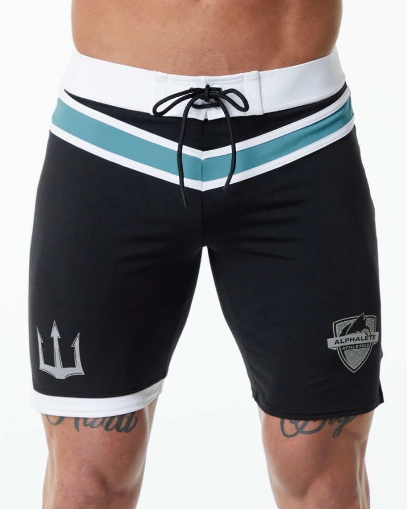 Shorts De Bain Alphalete Trident Competition Corta Noir Homme | NZV-00736054