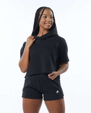 Sweat a Capuche Alphalete ELMTS Half Sleeve Hoodie Noir Femme | QTR-50937241