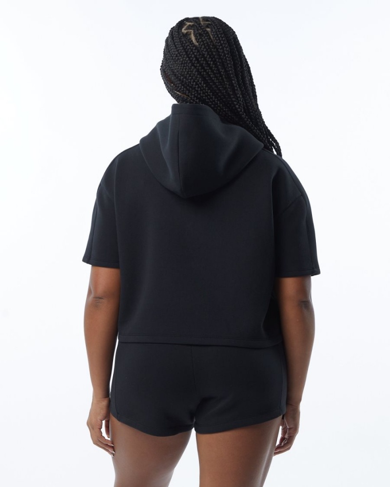 Sweat a Capuche Alphalete ELMTS Half Sleeve Hoodie Noir Femme | QTR-50937241