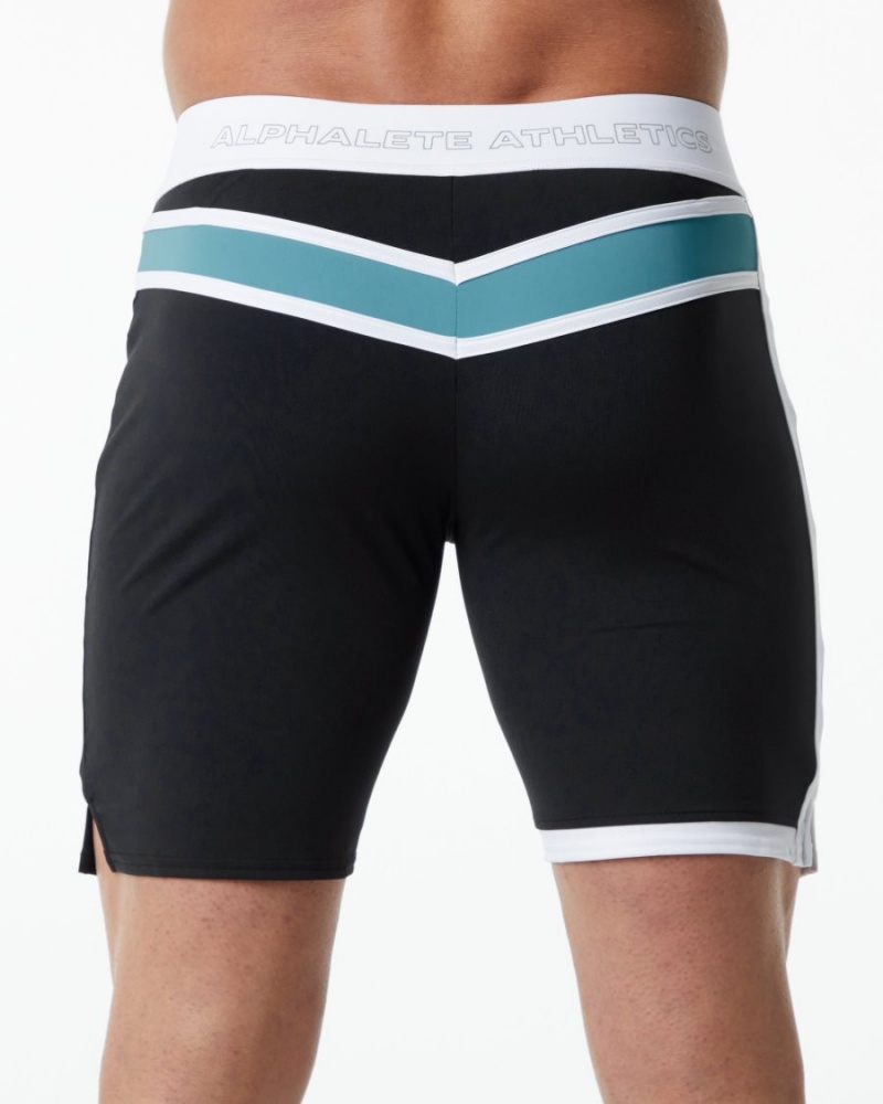 Shorts De Bain Alphalete Trident Competition Corta Noir Homme | NZV-00736054