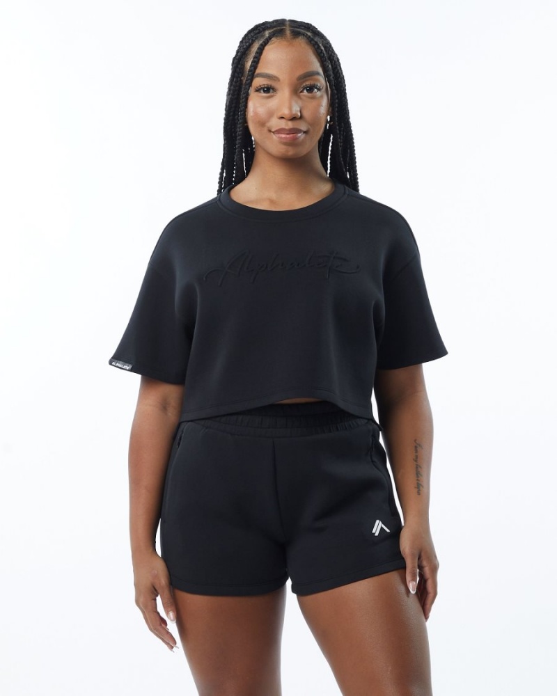 Vestes Alphalete ELMTS Half Sleeve Pullover Noir Femme | HDR-05130218