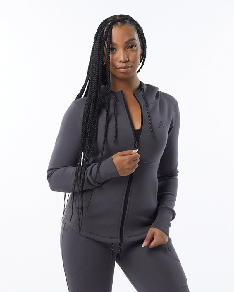 Vestes Alphalete ELMTS Athlétiques Jacket Charcoal Femme | XVX-04172049