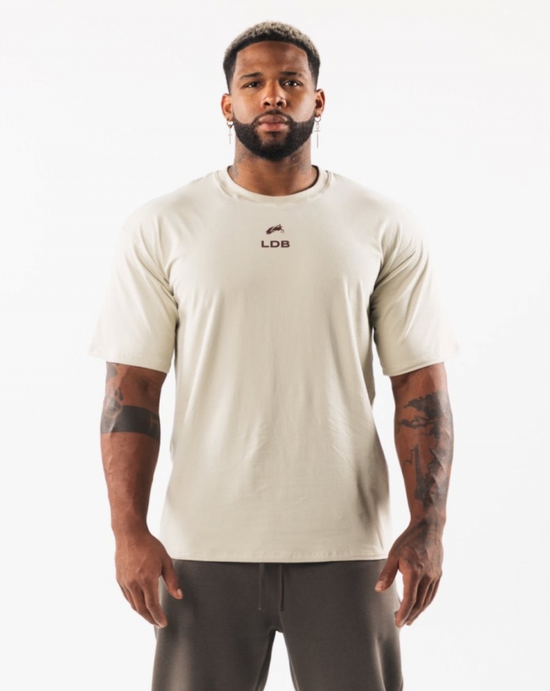 Chemises Alphalete Brushed Crest Tee Sea Shell / Sangria Homme | KIE-57786080