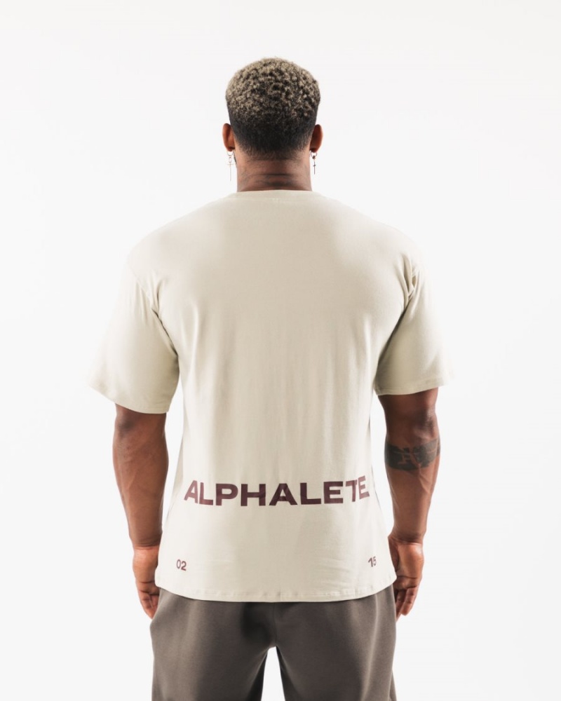 Chemises Alphalete Brushed Crest Tee Sea Shell / Sangria Homme | KIE-57786080