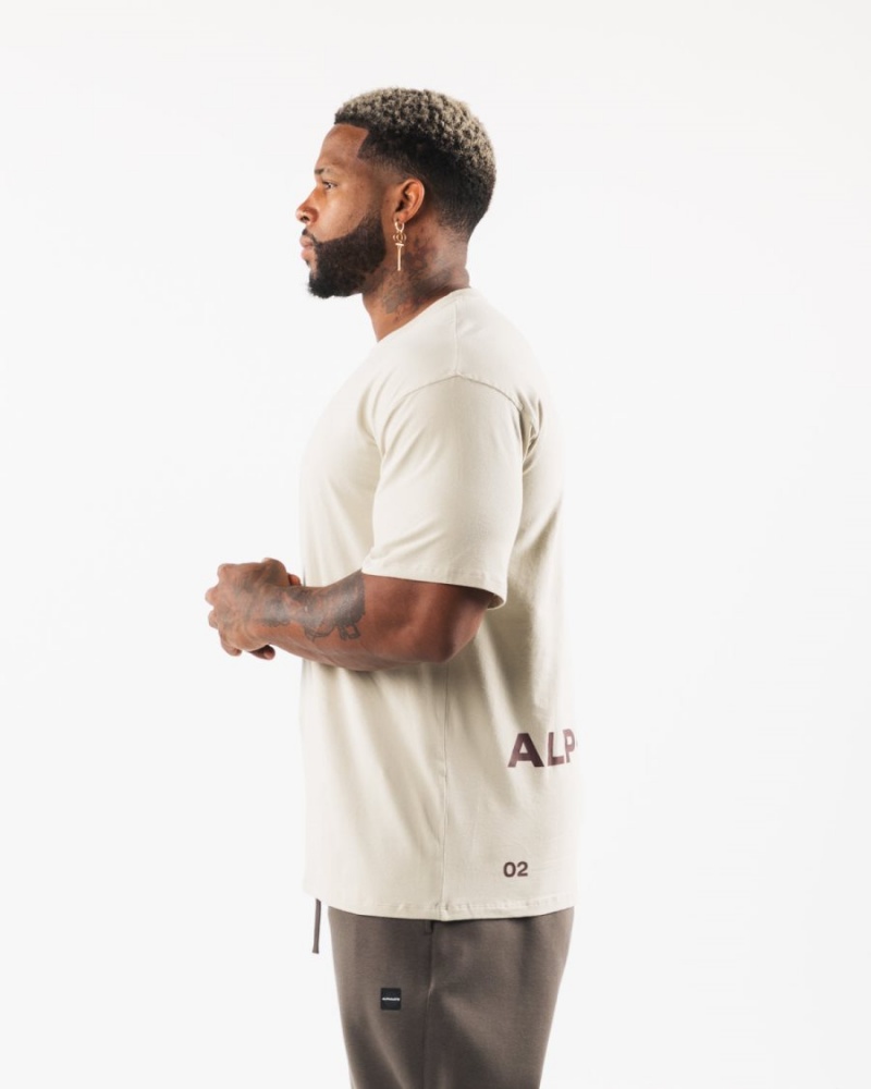 Chemises Alphalete Brushed Crest Tee Sea Shell / Sangria Homme | KIE-57786080