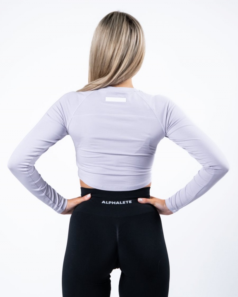 Manches Longues Alphalete Evo Long Sleeve Crop Lilac Haze Femme | UTK-34777947