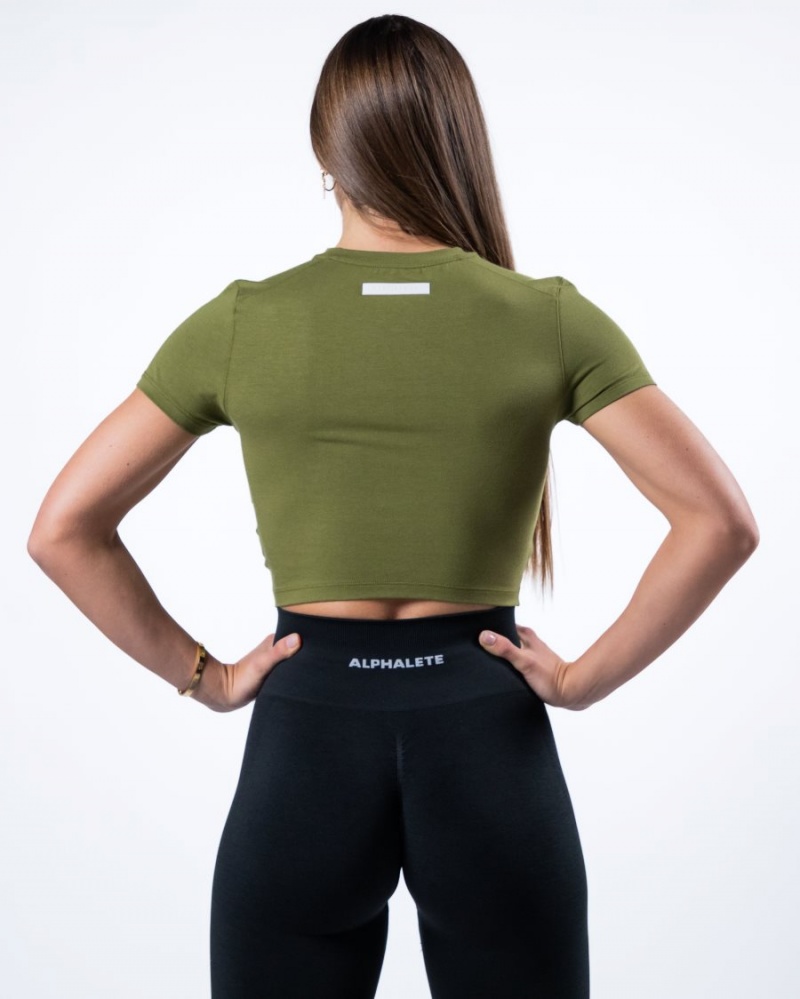 Chemises Alphalete Evo Twist Crop Vert Femme | SEM-17126315