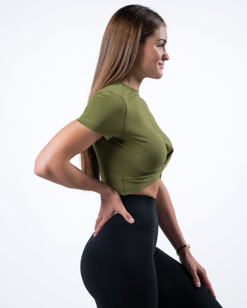 Chemises Alphalete Evo Twist Crop Vert Femme | SEM-17126315