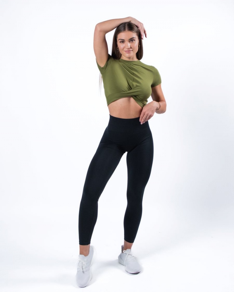 Chemises Alphalete Evo Twist Crop Vert Femme | SEM-17126315