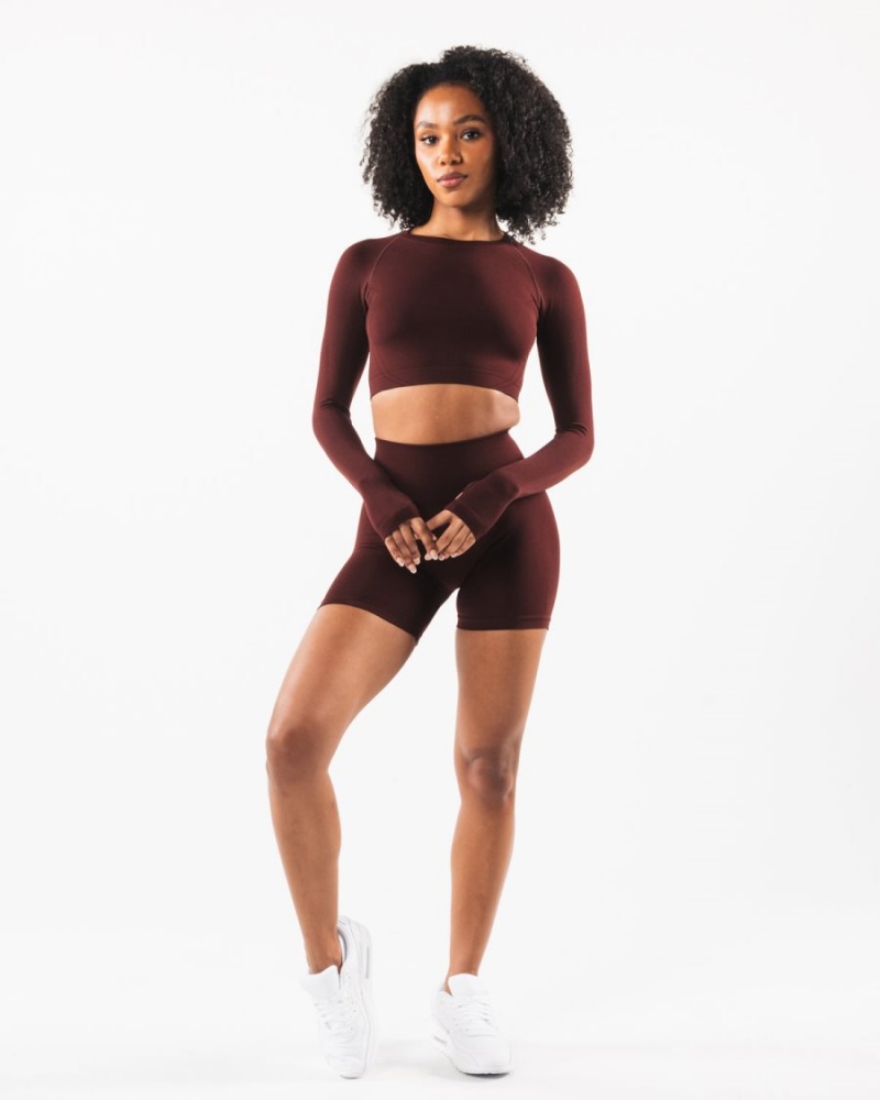 Manches Longues Alphalete Stratus LS Crop Sangria Femme | BZQ-91187936