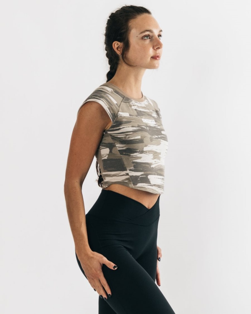 Chemises Alphalete Velocity Crop Tee Camouflage Femme | SYT-71571598