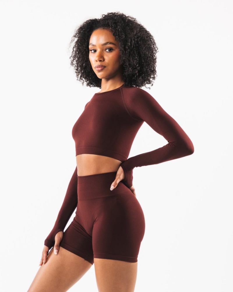 Manches Longues Alphalete Stratus LS Crop Sangria Femme | BZQ-91187936