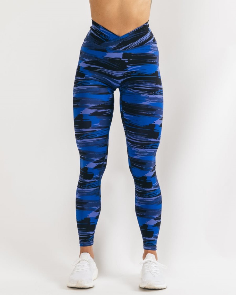 Leggings Alphalete Surface Power Legging Bleu Camouflage Femme | BMR-02524900